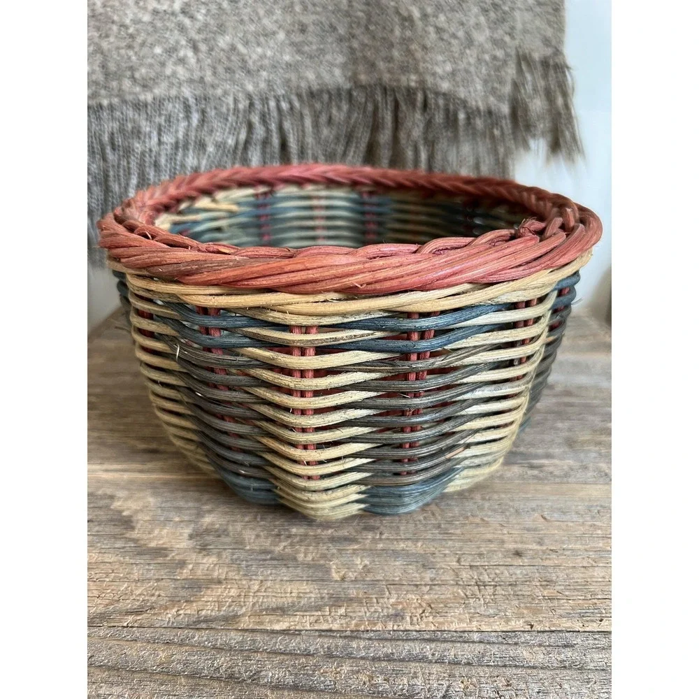 Handwoven Wicker Watermelon Fruit Basket Bowl Oval Country‎ Farmhouse Decor